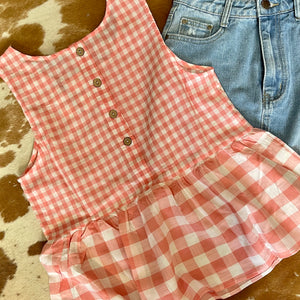 May Gingham Top - Pink