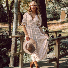 Load image into Gallery viewer, Bell Gingham Maxi - Beige