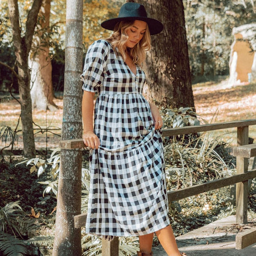 Bell Gingham Maxi - Black