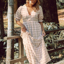 Load image into Gallery viewer, Bell Gingham Maxi - Beige
