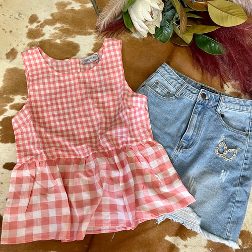 May Gingham Top - Pink